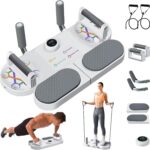 Smart push board with resistance band and a timer